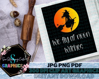 Halloween Witch Digital Download|JPG PDF PNG Instant Graphic|Fall Sublimation Dtf|Halloween Dish Towel Design|Halloween Witch Png Download