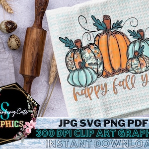 It&#39;s Fall Yall Pumpkin Digital Download|JPG Svg PDF PNG Instant Graphic|Fall Sublimation Dtf|Halloween Pumpkin Dish Towel Png |Pumpkin Png