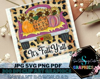 It's Fall Yall Pumpkins Png Digital Download|JPG PNG Pdf SVG Instant download|Thanksgiving Svg|Happy Pumpkin|Hello Fall|Fall Leopard Print