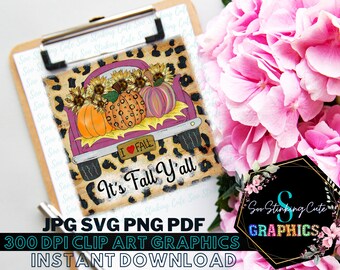 It's Fall Yall Pumpkins Digital Download|JPG PNG SVG Instant download|Fall Svg|Thanksgiving Svg|Happy Pumpkin|Hello Fall|Fall Leopard Print