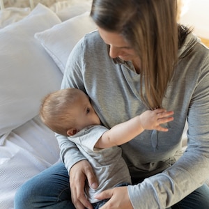 Sudadera de lactancia de bambú, jersey con cremallera para lactancia materna