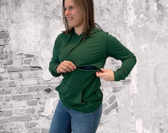 Emerald Breastfeeding and pumping friendly sweatshirt, Nursing Sweatshirt, Zipper Breastfeeding Sweatshirt, Breastfeeding Pullover