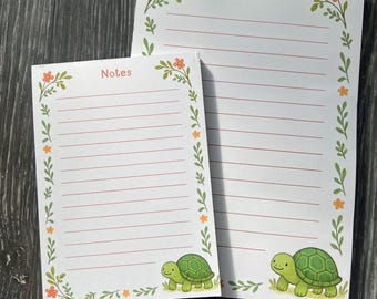 Tortoise Themed A6 Notepad | Lined Writing Pad, Tear-Off Memo (A6 /A5 Size)