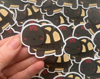 Redfoot Cute Tortoise Sticker, Cute Tortoise Sticker for Notebooks, Water Bottles, Laptops, Reptile Decor