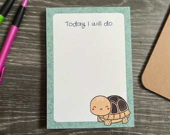 Notepad Tortoise Themed A6, Cute Animal Print Notebook, Daily Journal, Unique Office Gift