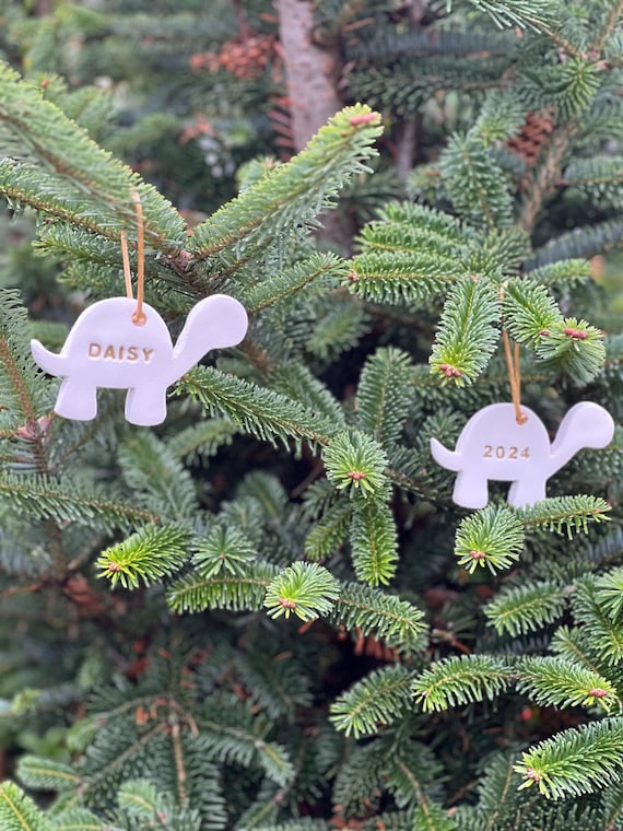 Personalised Handcrafted Clay Tortoise Christmas Ornaments – Unique Xmas Tree Decor, Rustic Holiday Decorations
