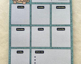 Tortoise Theme Weekly Planner, A5 Organizer Notepad