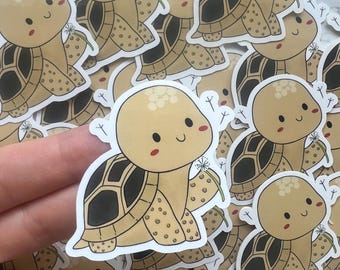 Vinyl Sticker Cartoon Tortoise, Cute Tortoise Design, Notebooks Sticker, Water Bottles, Laptop Decor