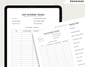 Drukowany plan spłaty długu | Planer spłaty długu | Arkusz kalkulacyjny budżetu w formacie PDF
