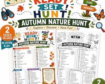 Autumn Nature Scavenger Hunt for Kids, Fall Outdoor Activity Printable (Digital Download)