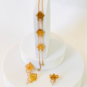 Three Meskel |  (ሶሰት) ፀዮን ማሪያም መሰቀል Meskel Necklace & earrings Set