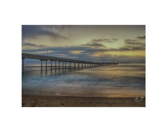 The Pier, San Siego Pier, Ocean Beach Pier, Ocean Beach, Ocean, Beach, Sunset,  Satin finished Posters 20x30"