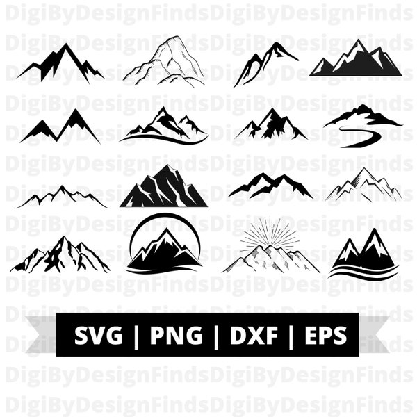 16 Mountains SVG Bundle - Additional File Types Included