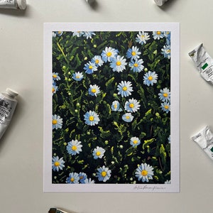 Daisy Art Print - Gouache Print - Botanical and Flower Art Print - Wall Art (8" x 10") - perfect gift for plant lover