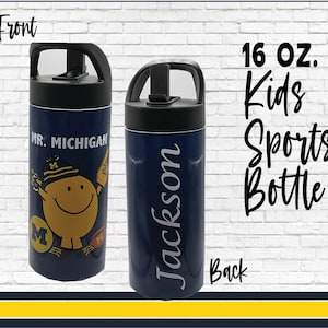 Michigan Wolverines 16 oz. Sublimated Stainless Steel Kids Sports Bottle
