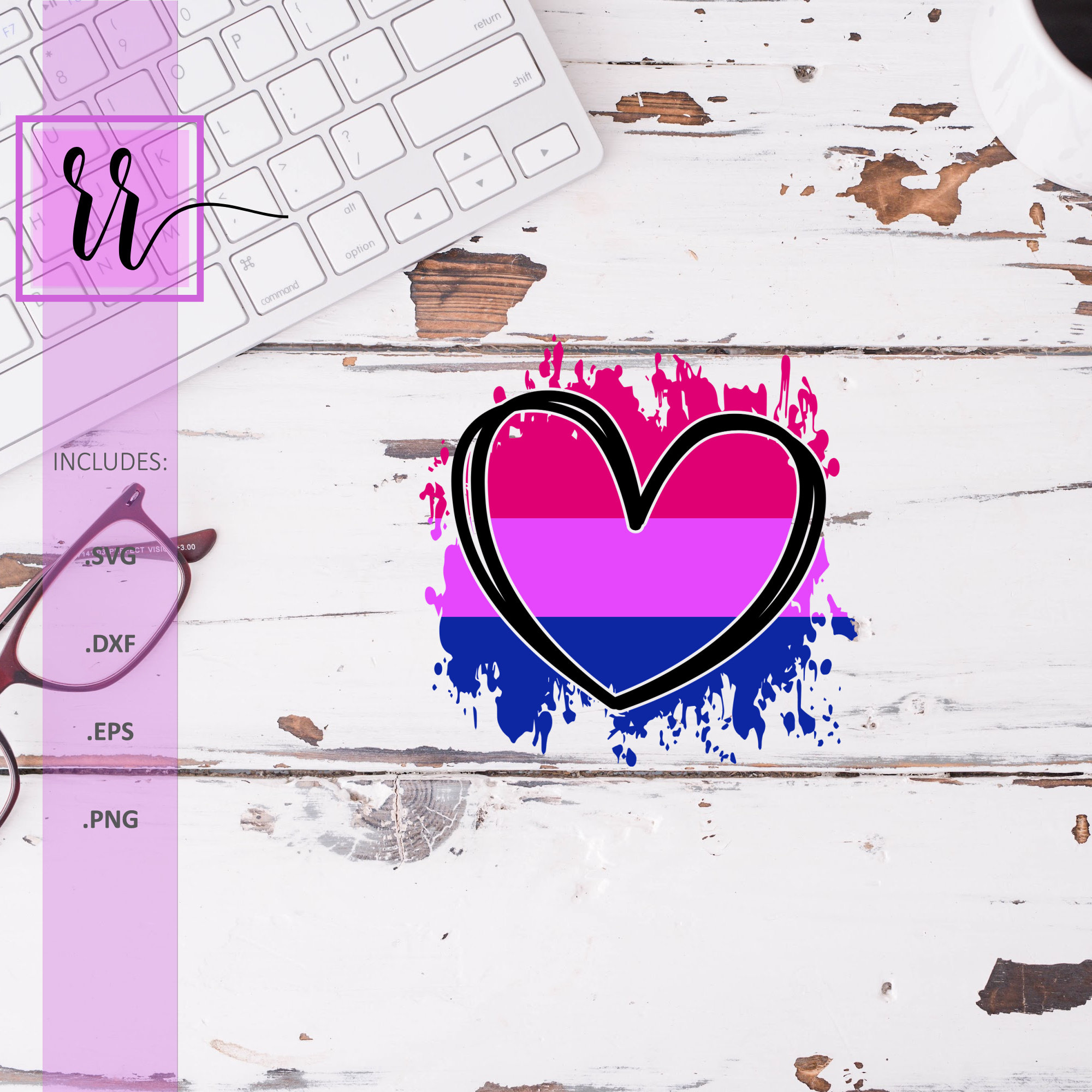 Bisexual Pride Heart SVG Pride SVG LGBT Cut File Rainbow Gay Pride ...