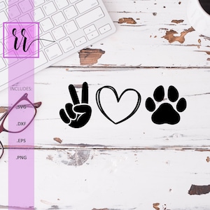 Peace Love Dogs SVG | Dog Paw SVG | Dog SVG | Animal Paw | Paw Print | Dog Paw Print | Animal Print | Cut Files | svg | png | eps | dxf
