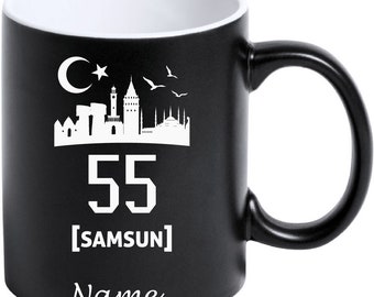 Tasse kaffeetasse kahve cay bardagi bardak   schwarz türkei flagge  55 samsun