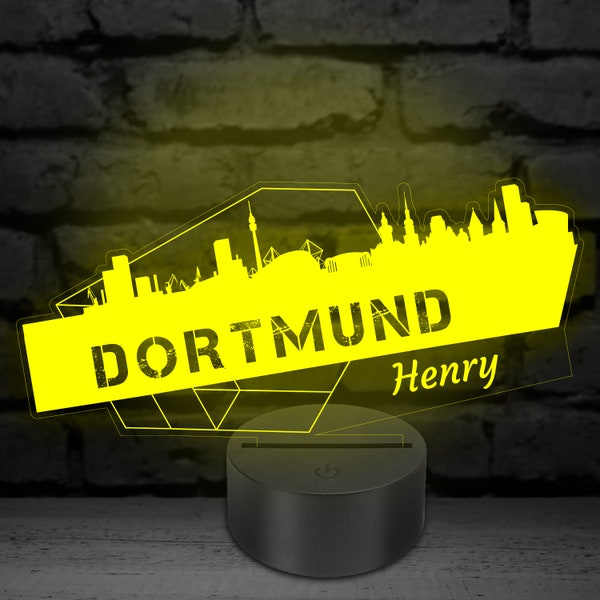 Dortmund LED Lampe mit Namen Gravur