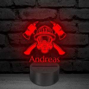 Lampada per vigili del fuoco Luce LED 3D con incisione del nome