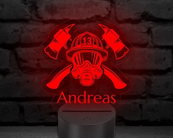 Feuerwehr Lampe 3D LED Licht mit Namen Gravur