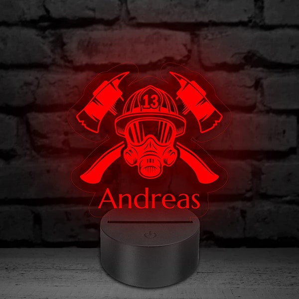 Feuerwehr Lampe 3D LED Licht mit Namen Gravur