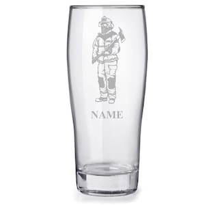 Bierglas mit gravur und name personalisiert, mit feuerwehr feuerwehrmann motiv v3 Bild 1