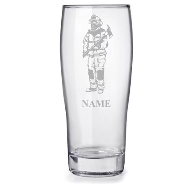 Bierglas mit gravur und name personalisiert, mit feuerwehr feuerwehrmann motiv v3