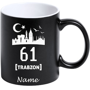 Tasse kaffeetasse kahve cay bardagi bardak   schwarz türkei flagge  61 trabzon
