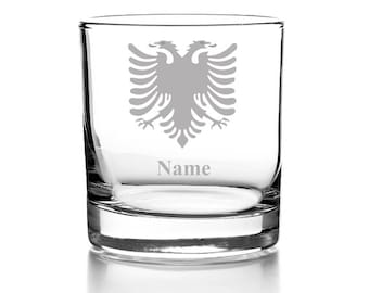 Whiskyglas mit gravur, personalisiert mit namen geschenk für männer whiskeyglas albanien flagge