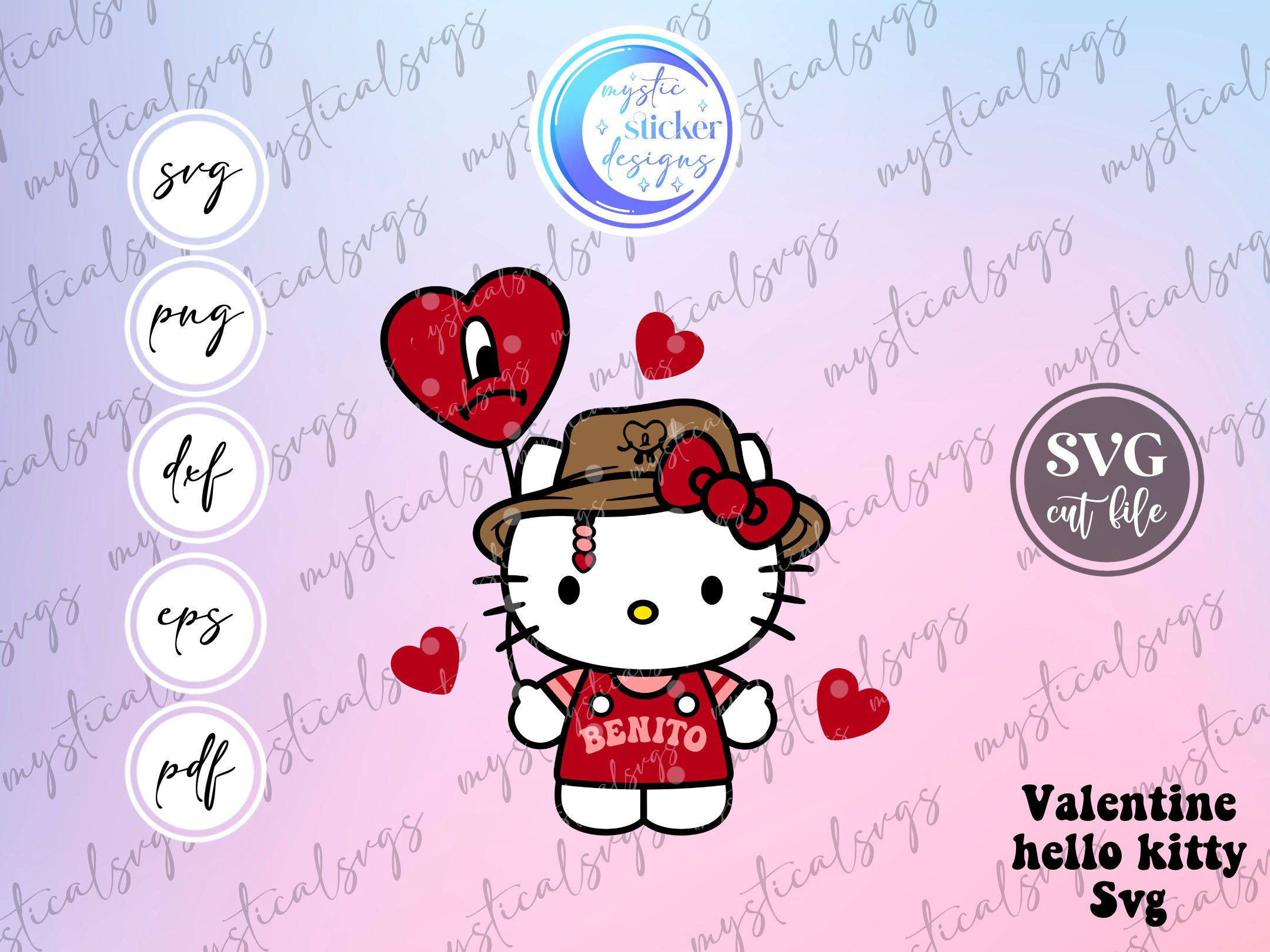 New 150+ Valentine Hello Kitty Bundle, Valentine kawaii kitty SVG png