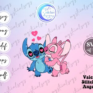 Stitch Valentine Svg Png, Love svg, Valentines Svg, Stitch Love Svg, Stitch And Angel Svg, Layered Stitch Svg, Kiss Svg, Instant Download