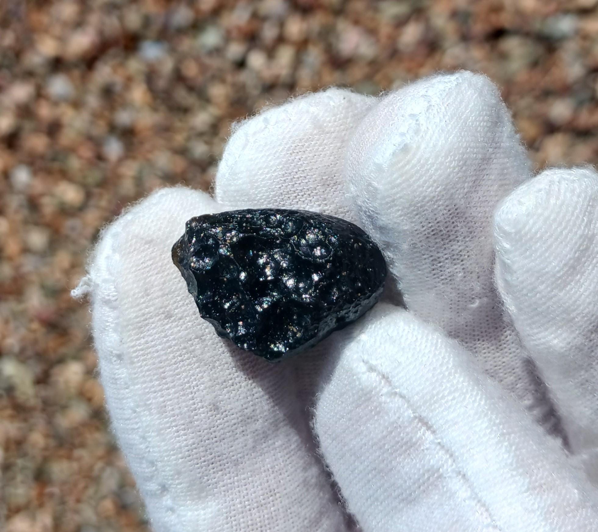 Rare Black Tektite Meteorite Impact Glass Showing Regmaglypt Patterns ...