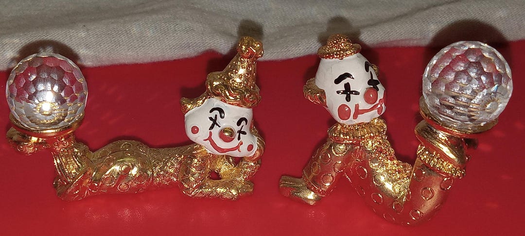 Vintage Spoontiques Pewter Clown Figurines, Crystal Ball Set - Etsy