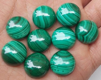 AAA+ Malachite Round Cabochon: Calibrated Gemstone Malachite Round Cabochon Best for Jewelry Making 5mm to 25mm