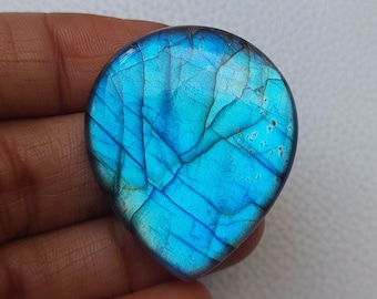 Aquablauw! Labradoriet Cabochon, zeldzame hemelsblauwe flitsende peervorm losse labradoriet edelsteen cabochon