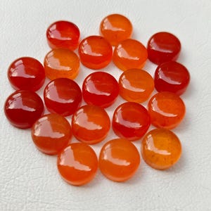 Natürlicher runder Karneol-Cabochon: Kalibrierter runder Karneol-Cabochon, ideal für die Schmuckherstellung, 5 mm bis 15 mm