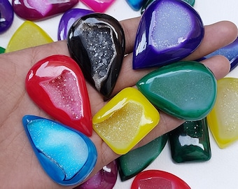 Beautiful Crystal, AAA+ Quality Mix Shapes & Colors Window Druzy Agate Cabochons At Wholesale Price.