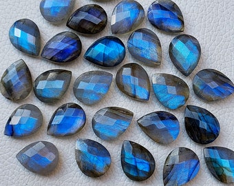 Labradorite cabochons Blue Flashy Faceted Pear  AAA+++  Blue Flashy Pear Shape Labradorite Faceted Briolette.