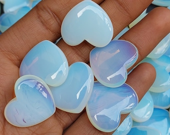 Opalite Hearts Crystal Healing Stone Heart Shape Gemstone Opal for Jewelry Making