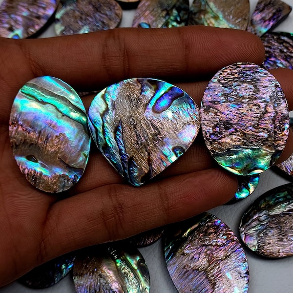 Natural Abalone Shell Cabochons, Beautiful Abalone Shell Cabochons, Loose Gemstone, Multi Color Abalone Shell Lot Best For Jewelry