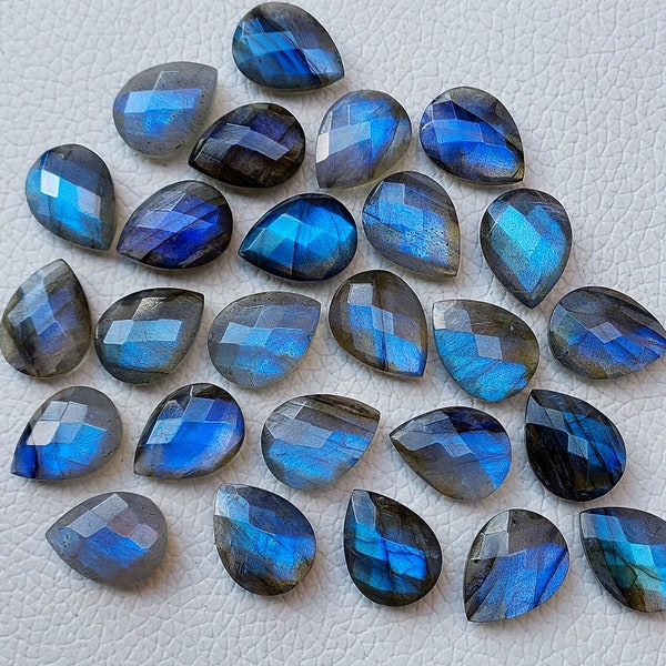 Labradorite cabochons Blue Flashy Faceted Pear  AAA+++  Blue Flashy Pear Shape Labradorite Faceted Briolette.