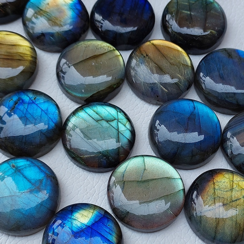 Ronde vorm labradoriet cabochons Natuurlijke labradoriet edelsteen cabochon in alleen ronde vormen voor uw ronde sieraden maken afbeelding 6