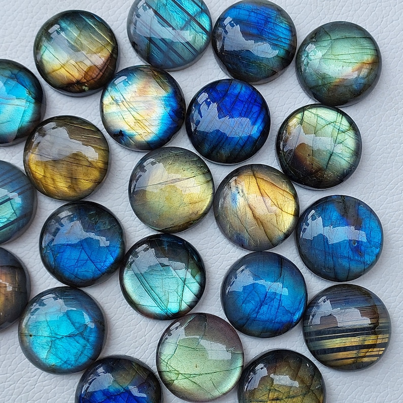 Ronde vorm labradoriet cabochons Natuurlijke labradoriet edelsteen cabochon in alleen ronde vormen voor uw ronde sieraden maken afbeelding 4