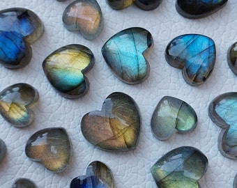 Cute tiny Hearts! Labradorite Heart cabochon, Blue, Green & Golden Multi Flashy Small Size Heart Shape Loose Labradorite Gemstone Cabochons.