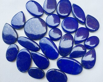 Top Quality! Lapis Lazuli Cabochons, Full Blue Mix Shapes & Sizes Loose Lapis Lazuli Cabochon Gemstone Lot, Best For Jewelry Making.
