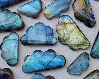 Clouds! Labradorite Cabochon, Blue, Golden, Green Multi Flashy 20 To 30 MM Cloud Shape Loose Labradorite Cabochons Lot, At Wholesale Price.