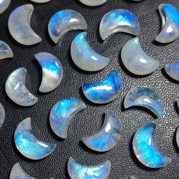 Moonstone Moons, Rainbow Moonstone Faceted Moons Briolettes, Rainbow Moonstone Crescent Moons, Best For Earrings, Moonstone Wholesale Price.