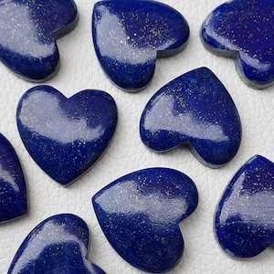 Splendid! High Quality Lapis Lazuli, Lapis Lazuli Hearts, 20 - 25 MM Lapis Lazuli Heart Gemstone Cabochon, Best For Wire Wrap Jewelry.