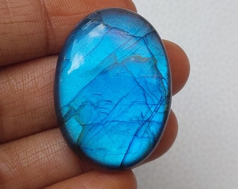 Prachtig! Labradoriet Cabochon, zeldzame blauwe flitsende ovale vorm losse labradoriet edelsteen cabochon